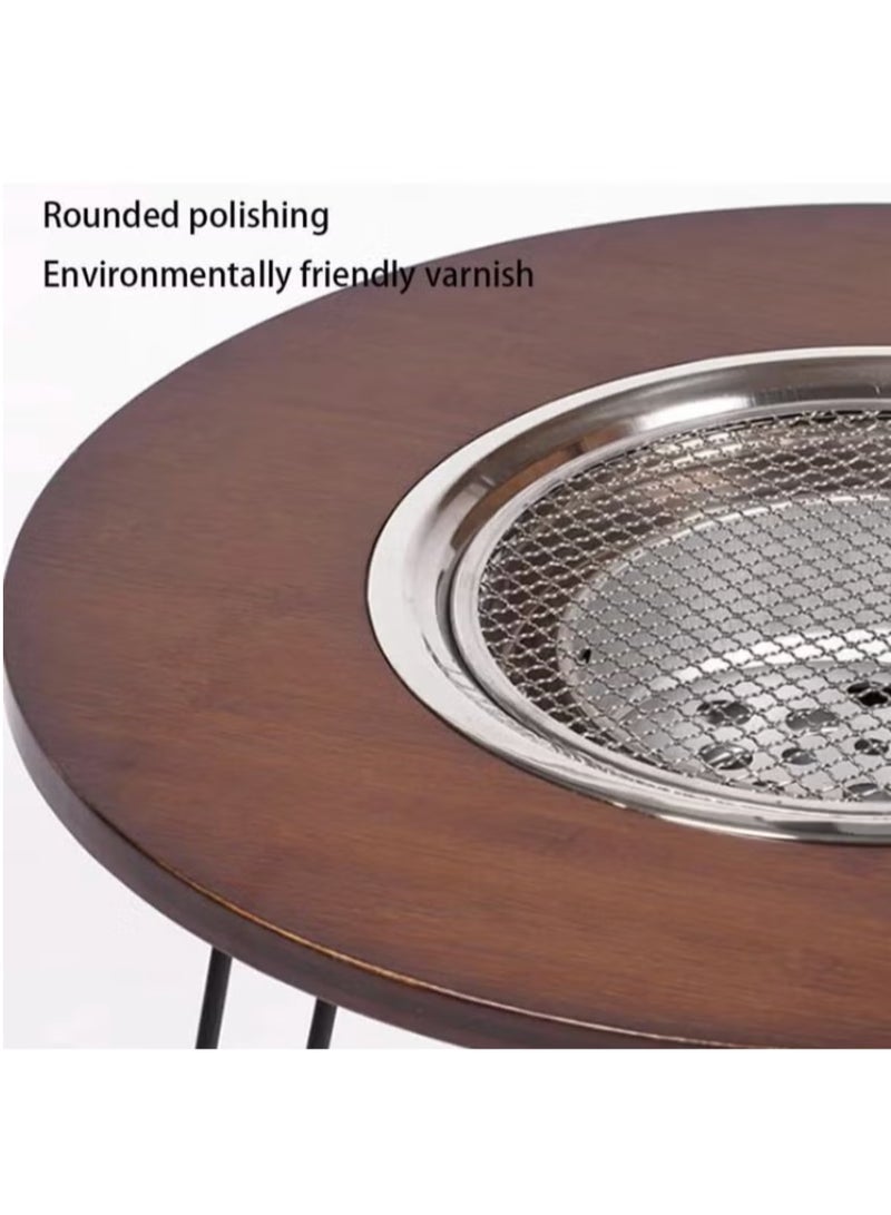 طقم طاولة شواء، أرجل دائرية قابلة للطي، شواية فحم، طاولة موقد، متعددة الوظائف، قابلة للطي، طاولة شواء وحفرة نار للطهي في الهواء الطلق والنزهات - Image 5